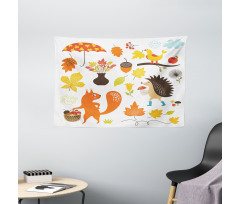 Cartoon Characters Funny Kids Wide Tapestry