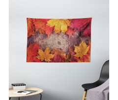 Bunch of Autumn Leaves Wood Wide Tapestry