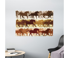 Monochrome Animal Silhouettes Wide Tapestry