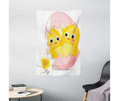 Daffodil Chicks Cracked Egg Tapestry