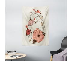 Flowers Ornate Egg Shape Tapestry