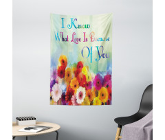 Romantic Words with Flowers Tapestry