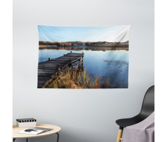 Tranquil Lake Idyllic Pier Wide Tapestry