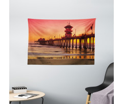 Huntington Beach Pier Sunset Wide Tapestry