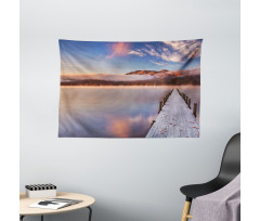 Japanese Lake Autumn Sunrise Wide Tapestry