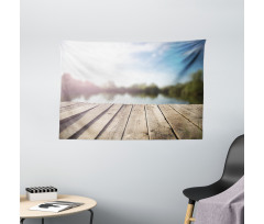 Grunge Wood Pier Blurred Photo Wide Tapestry