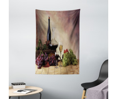 Grapes Wines Bottles Glasses Tapestry