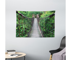 Rope Bridge in a Rainforest Wide Tapestry