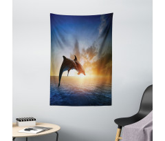 Couple of Dolphins Jump on Sea Tapestry