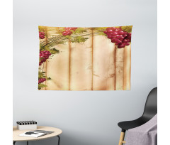 Grapes Wooden Illustration Wide Tapestry