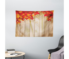 Autumn Orange Tones Leaves Wide Tapestry