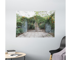 Wrought Floral Garden Gate Wide Tapestry