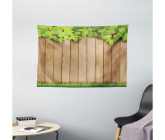 Leafy Tree Branch Grass Fence Wide Tapestry