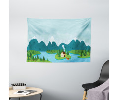 Rural Home Mountains Wide Tapestry