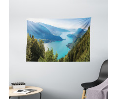 Aerial Annecy Lake Pine Wide Tapestry