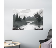 Greyscale Landscape Wide Tapestry