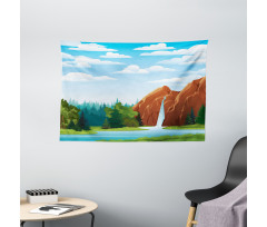 Waterfall Mountain Sky Wide Tapestry