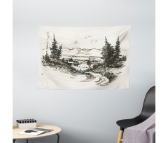 Forest Landscape Sketch Wide Tapestry