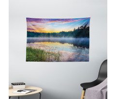 Foggy Sunset on Lake Wide Tapestry