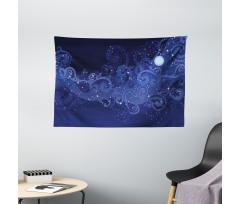 Abstract Starry Night Moon Wide Tapestry