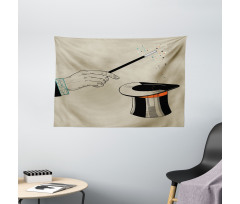 Magician Magic Wand and Hat Wide Tapestry