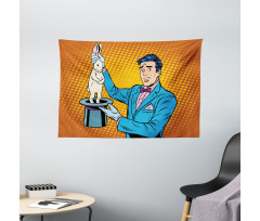 Magician Rabbit Pop Art Retro Wide Tapestry