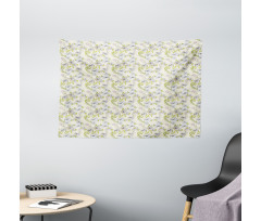 Romantic Floral Leaves Art Wide Tapestry