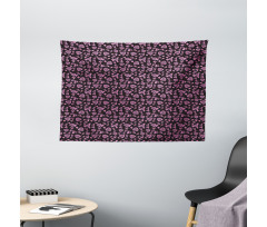 Rose Romance on Dark Backdrop Wide Tapestry