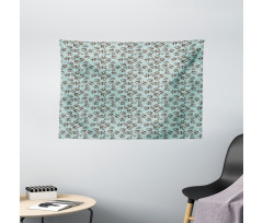 Curly Branches of Flowers Wide Tapestry