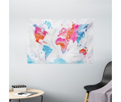 Watercolored World Map Wide Tapestry