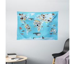 Guide Animals World Map Wide Tapestry