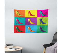 Colorful Shoes Pop Art Wide Tapestry