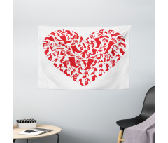 Heart Shoe Silhouettes Wide Tapestry