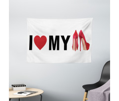 I Love My Shoes Heart Wide Tapestry