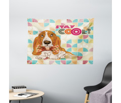 Basset Hound Dog with Bow Wide Tapestry