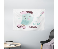 Funny Skateboard Popsicle Wide Tapestry