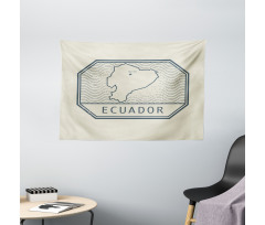 Retro Design Country Map Wide Tapestry