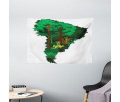 Botanic Continent Map Wide Tapestry