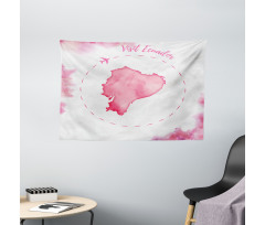 Map with Plane Wide Tapestry