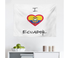Tatil Mikrofiber Geniş Duvar Halısı Retro Kalp Desenli Ekvador Bayrağı Çizimi