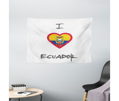 I Love Ecuador Heart Flag Wide Tapestry