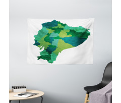 Green Tones Political Map Wide Tapestry