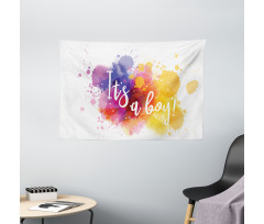 Baby Boy Paint Stains Wide Tapestry