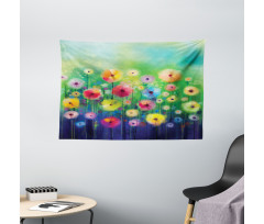 Colorful Garden Meadow Theme Wide Tapestry