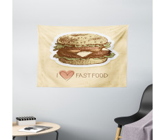 Grunge Retro Fast Food Wide Tapestry