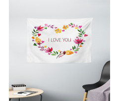 Text in Floral Heart Wide Tapestry