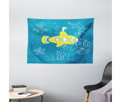 Kids Cartoon Underwater Wide Tapestry