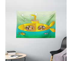 Underwater Happy Kids Wide Tapestry