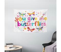 Words Hearts Cartoon Wide Tapestry