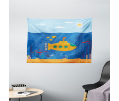 Cartoon Underwater Life Wide Tapestry